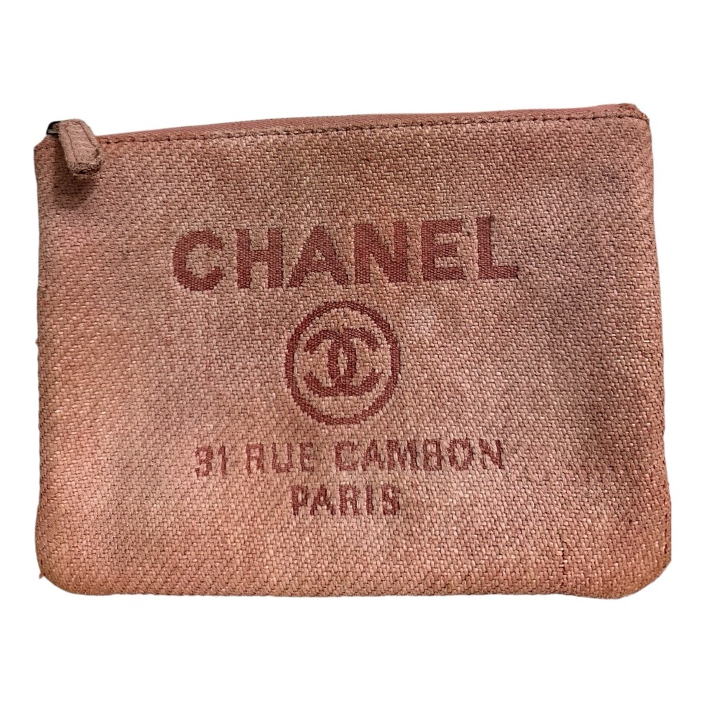Chanel Woven Straw Raffia Small Deauville Pouch/Clutch